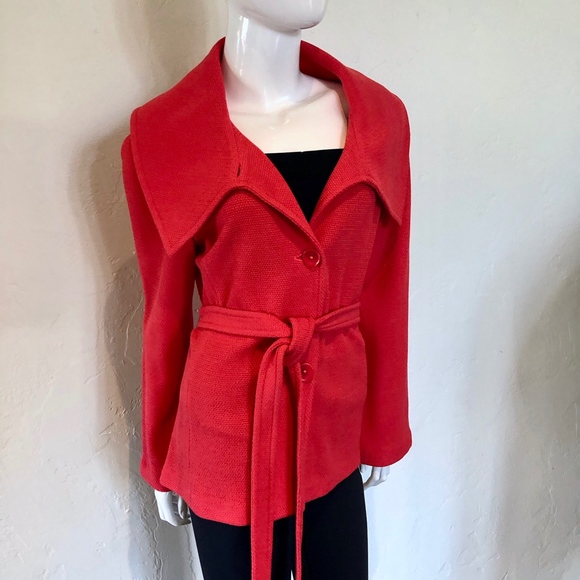 St.John Red Belted Wrap-Style ShawlCollar Jacket💘❤️ - Picture 2 of 8
